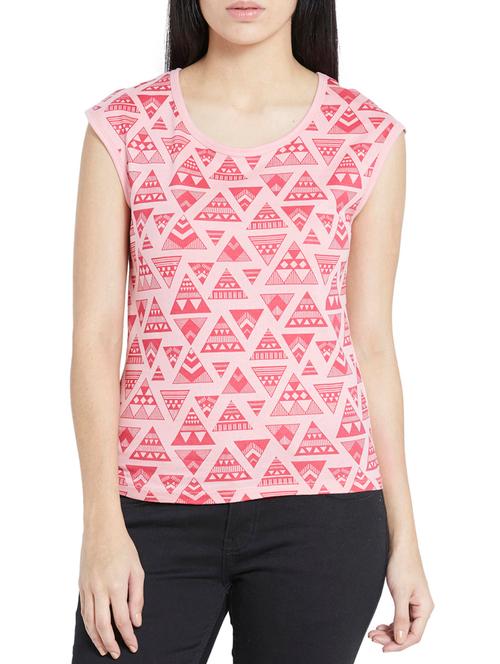 pink geometric printed cotton regular tee - 12128433 - Very Small Image - 1