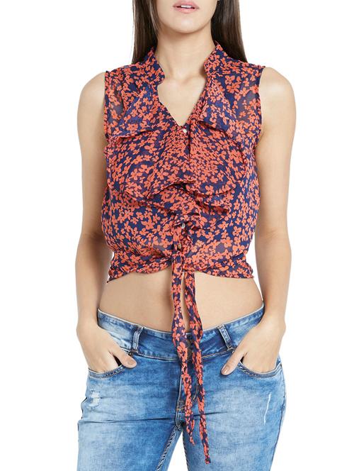 ruffled floral crop top - 12128475 - Very Small Image - 1
