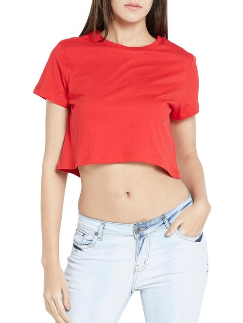 red cotton crop top - 12128498 - Very Small Image - 1