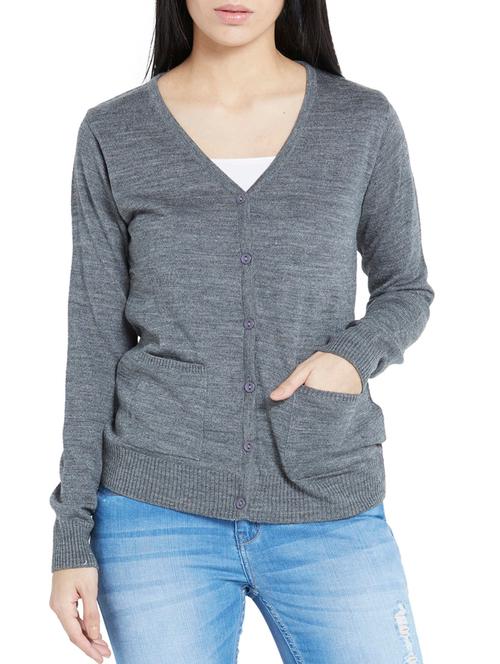 grey acrylic cardigan - 12128519 - Very Small Image - 1