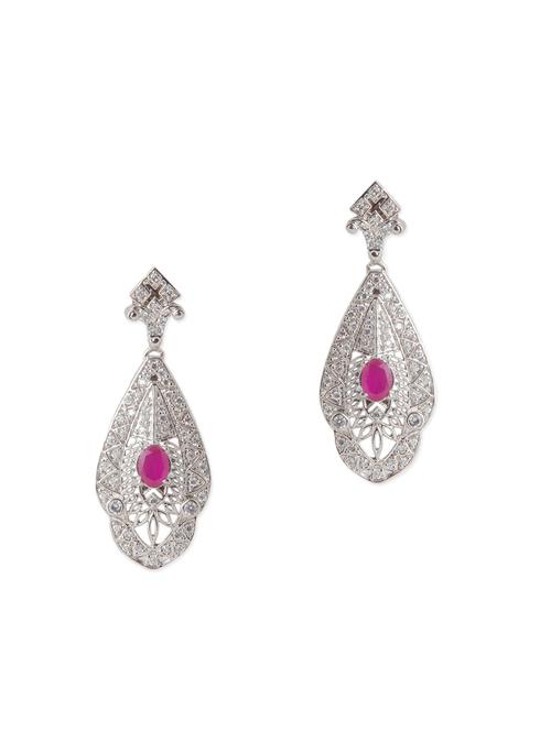 white brass drop earring - 12130434 - Very Small Image - 1