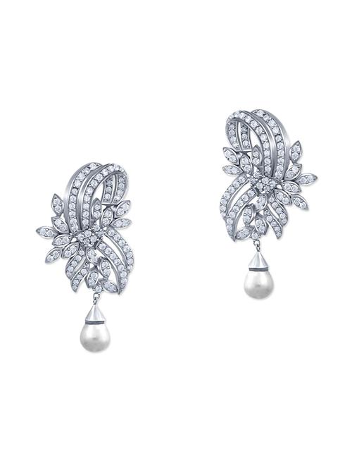 white brass drop earring - 12130445 - Very Small Image - 1