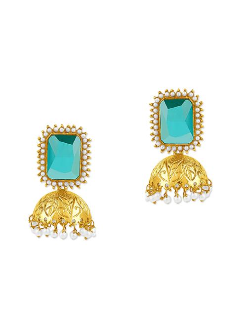 blue brass drop earring - 12130485 - Very Small Image - 1