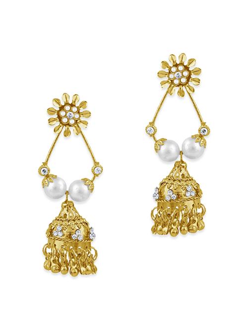 white brass drop earring - 12130487 - Very Small Image - 1
