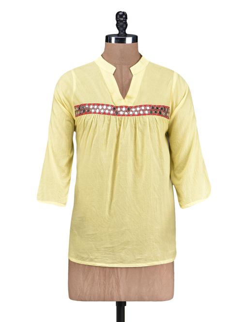 Yellow Cotton Textured Top - 1213057 - Very Small Image - 1