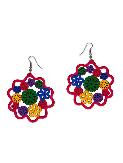 multi wood drop earring - 12130728 - Very Small Image - 1