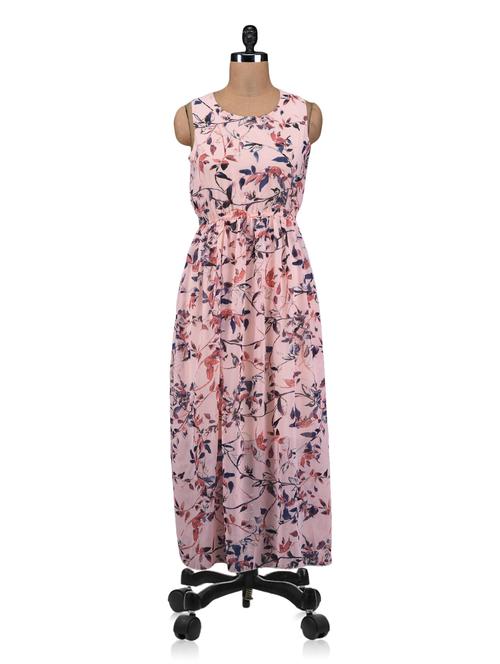 peach polygeorgette printed maxi dress - 1213166 - Very Small Image - 1