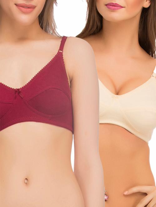 set of 2 multicolored cotton bras - 12132219 - Very Small Image - 1