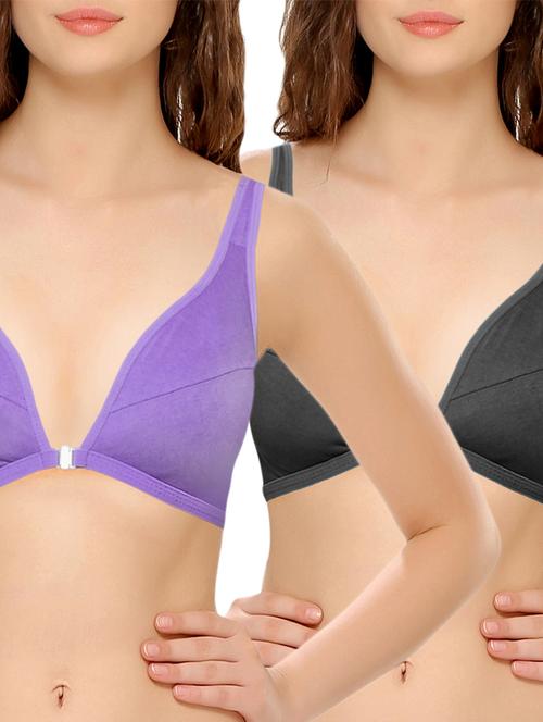set of 2 multicolored cotton bras - 12132227 - Very Small Image - 1