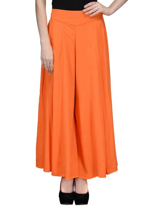 orange crepe palazzos - 12132462 - Very Small Image - 1