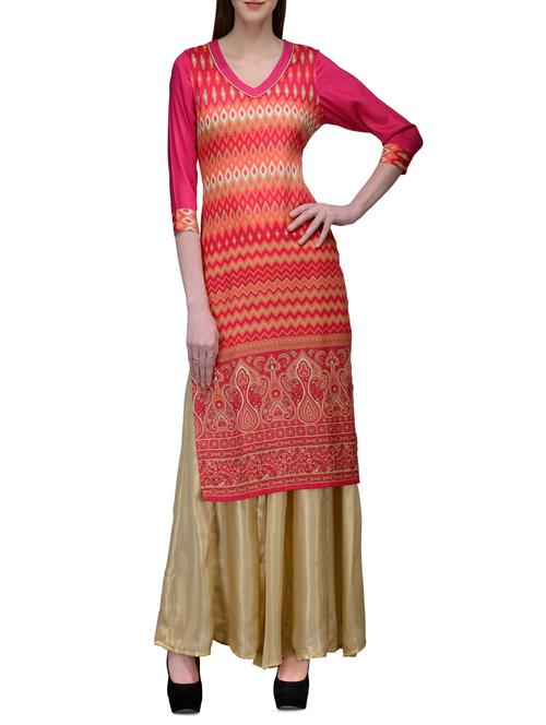multicolored cotton kurta with salwar - 12132499 - Very Small Image - 1