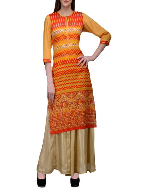 multicolored cotton kurta with salwar - 12132500 - Very Small Image - 1