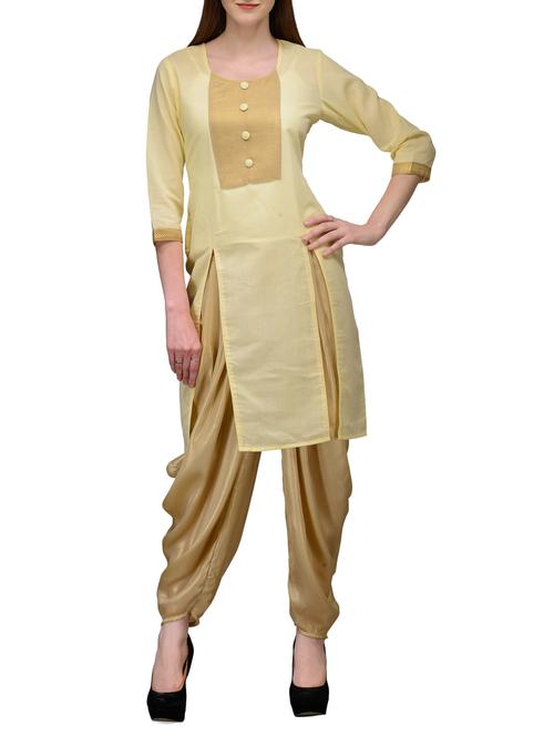 multicolored linen kurta with salwar - 12132551 - Very Small Image - 1
