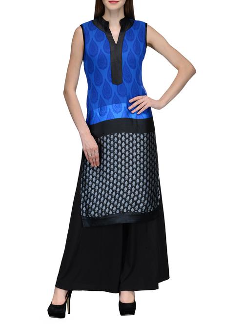 multicolored georgette kurta with salwar - 12132555 - Very Small Image - 1