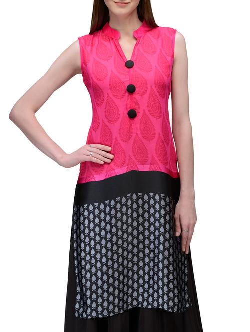 pink georgette straight kurta - 12132561 - Very Small Image - 1