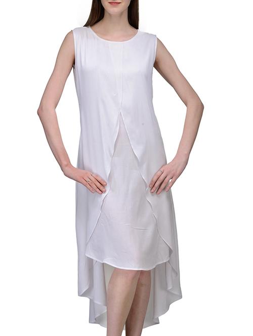 white rayon solid kurta - 12132602 - Very Small Image - 1