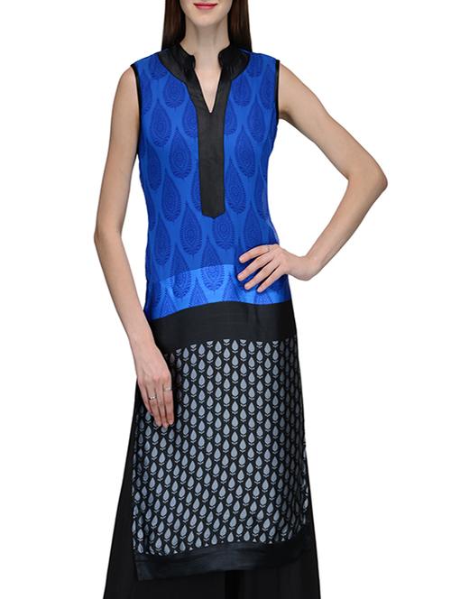 blue georgette straight kurta - 12132622 - Very Small Image - 1