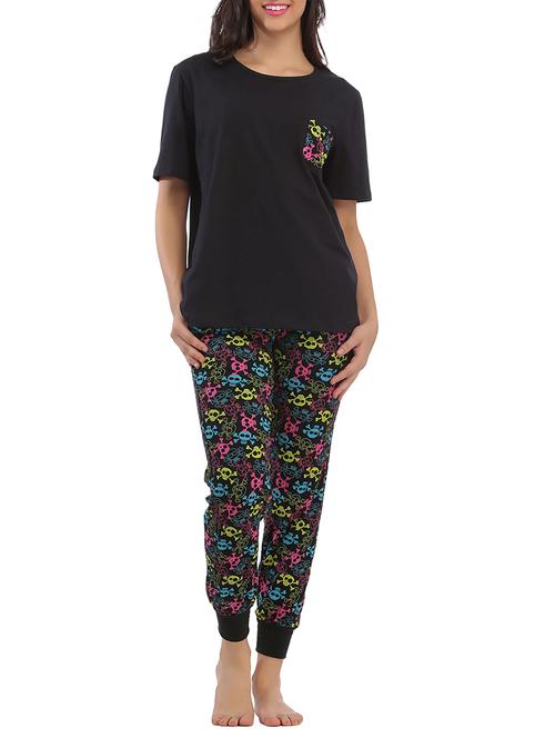 black cotton pyjama nightwear set - 12132750 - Very Small Image - 1