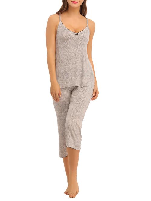 white cotton capri nightwear set - 12132753 - Very Small Image - 1