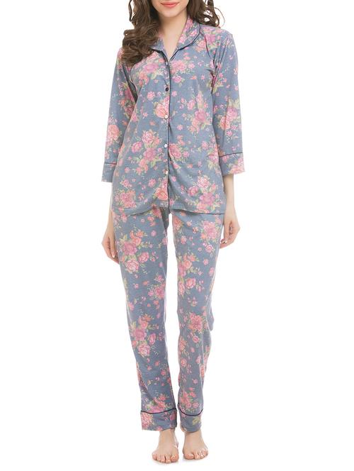 blue cotton pyjama nightwear set - 12132754 - Very Small Image - 1