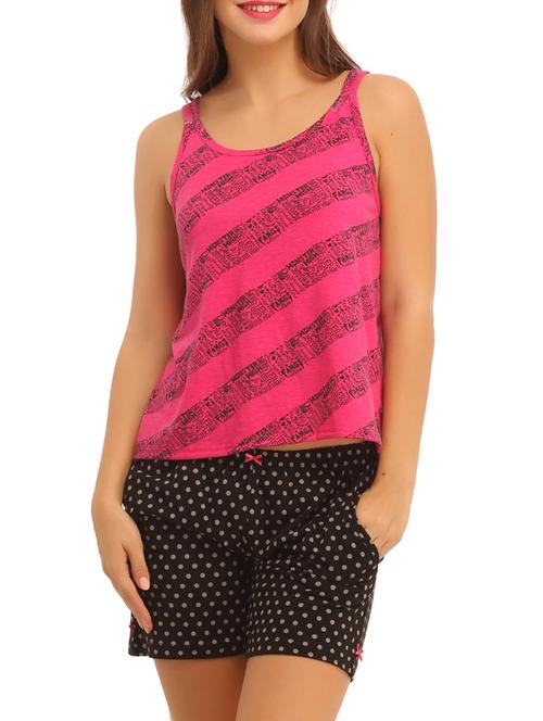 pink cotton shorts nightwear set - 12132756 - Very Small Image - 1