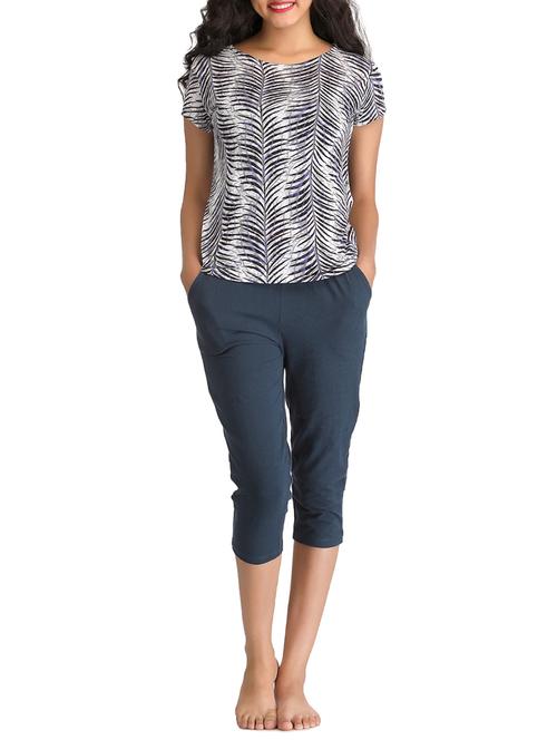 blue cotton capri nightwear set - 12132767 - Very Small Image - 1