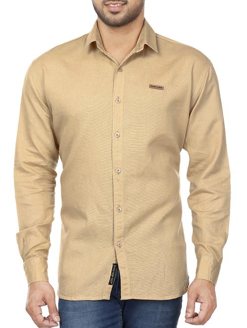 beige cotton casual shirt - 12132903 - Very Small Image - 1