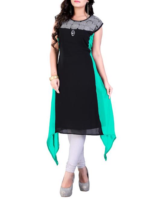 multi colored georgette straight kurta - 12133512 - Very Small Image - 1