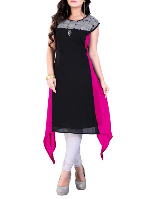 multi colored georgette straight kurta - 12133513 - Very Small Image - 1