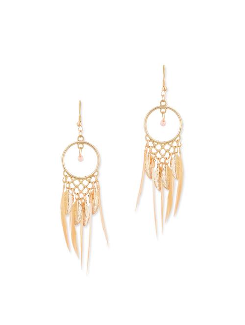 gold metal drop earrings - 12137648 - Very Small Image - 1