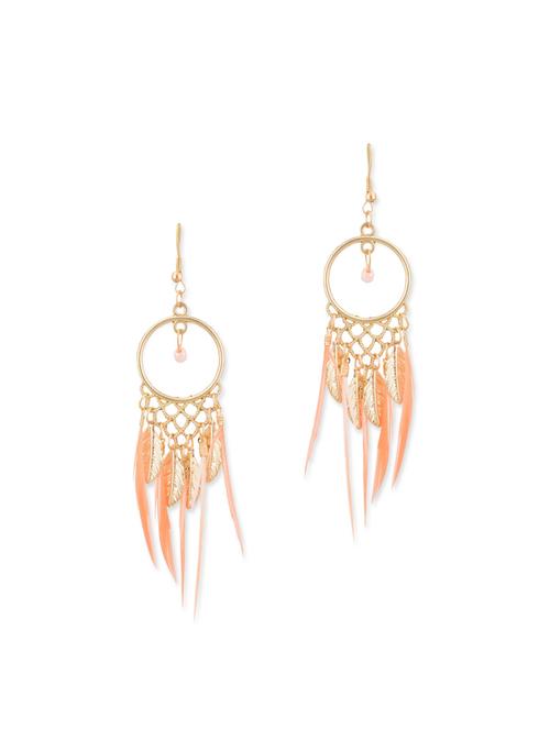 orange metal drop earring - 12137653 - Very Small Image - 1