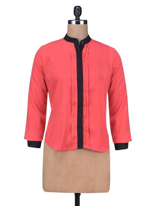 red and black full sleeves polyester shirt - 1213913 - Very Small Image - 1