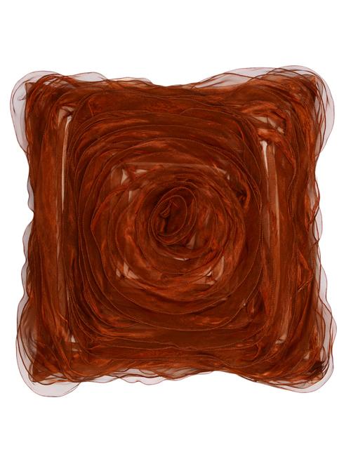 shibori designs organza rose square cushion cover in brown color - 12143990 - Very Small Image - 1