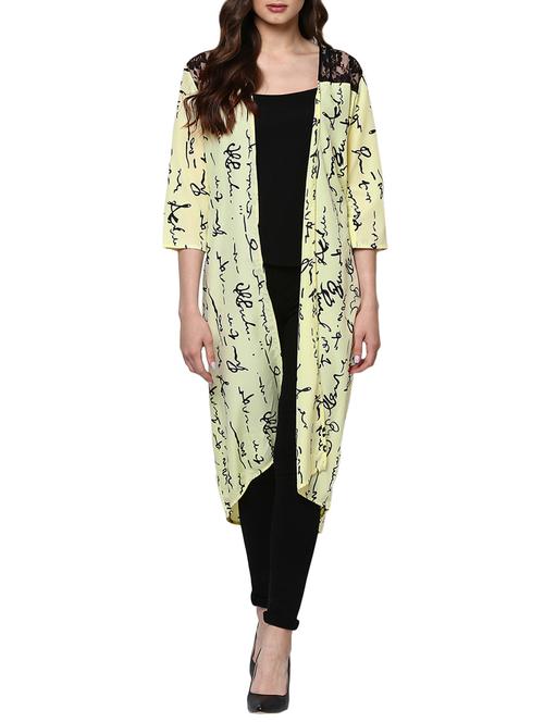 pale yellow printed crepe shrug - 12144027 - Very Small Image - 1