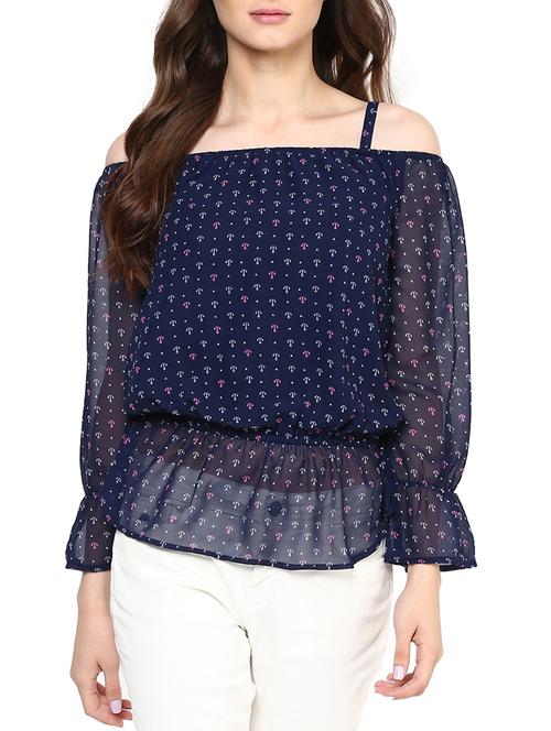 cold shoulder bell sleeved top - 12144045 - Very Small Image - 1