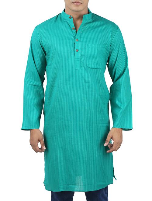green striped cotton kurta - 12149573 - Very Small Image - 1