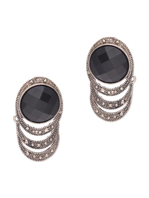 black metallic embellished stud earrings - 1215273 - Very Small Image - 1