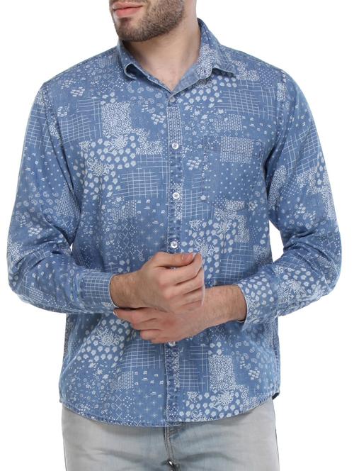 light blue denim casual shirt - 12152910 - Very Small Image - 1