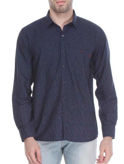 navy blue cotton casual shirt - 12152912 - Very Small Image - 1