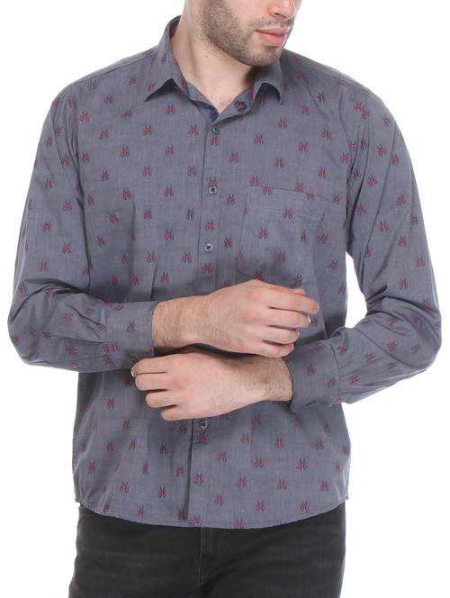 grey cotton casual shirt - 12152970 - Very Small Image - 1