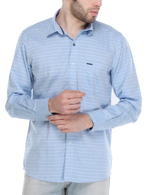blue cotton casual shirt - 12152984 - Very Small Image - 1