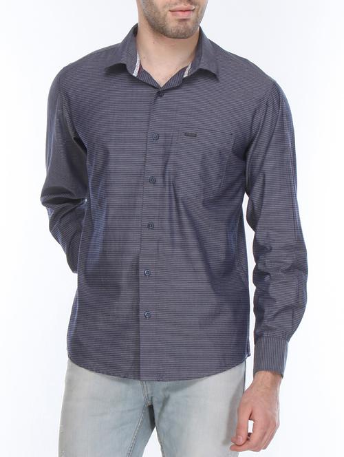grey cotton casual shirt - 12153006 - Very Small Image - 1