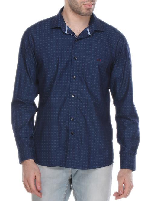 blue cotton casual shirt - 12153018 - Very Small Image - 1