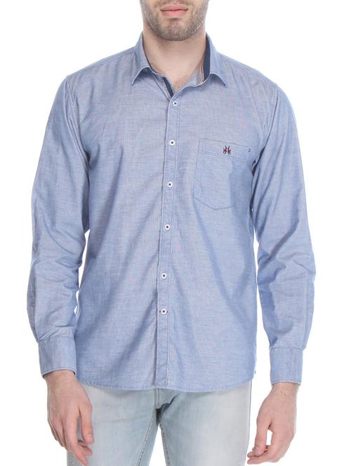 light blue cotton casual shirt - 12153022 - Very Small Image - 1