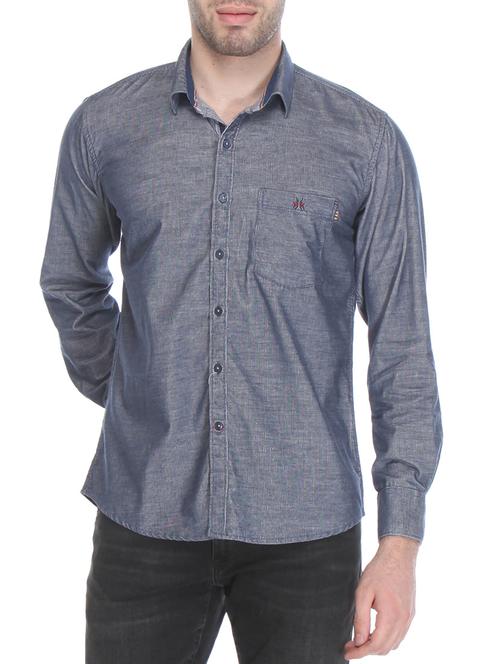 charcoal grey cotton casual shirt - 12153023 - Very Small Image - 1