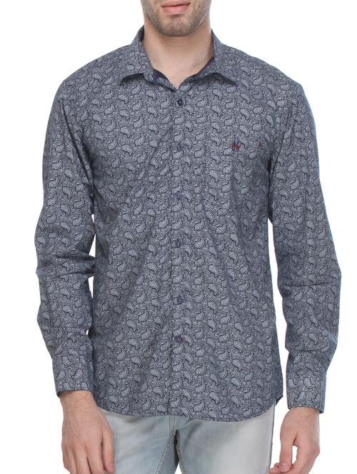 grey paisley cotton casual shirt - 12153089 - Very Small Image - 1