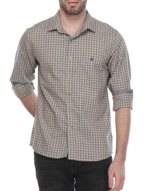 grey cotton casual shirt - 12153138 - Very Small Image - 1