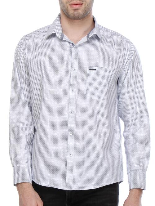 white printed cotton casual shirt - 12153173 - Very Small Image - 1