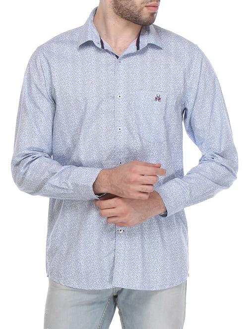 blue cotton printed casual shirt - 12153187 - Very Small Image - 1