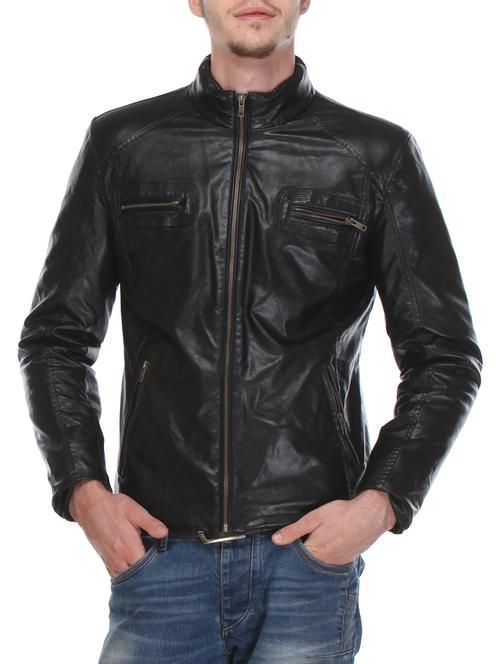 black leather biker jacket - 12153229 - Very Small Image - 1